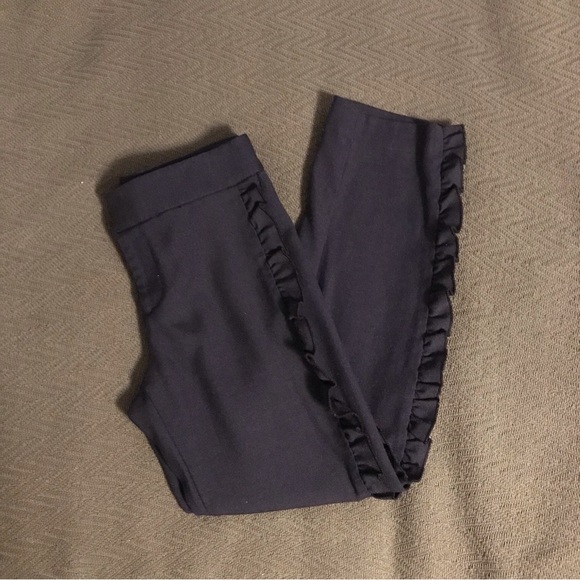 Club Monaco Navy Blue Ruffle Side Trim Trousers Pants Size 0 Excellent - Picture 7 of 11